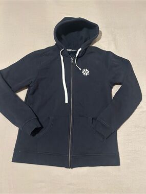 Men's Navy Zip-Up Hoodie Jacket with White Logo